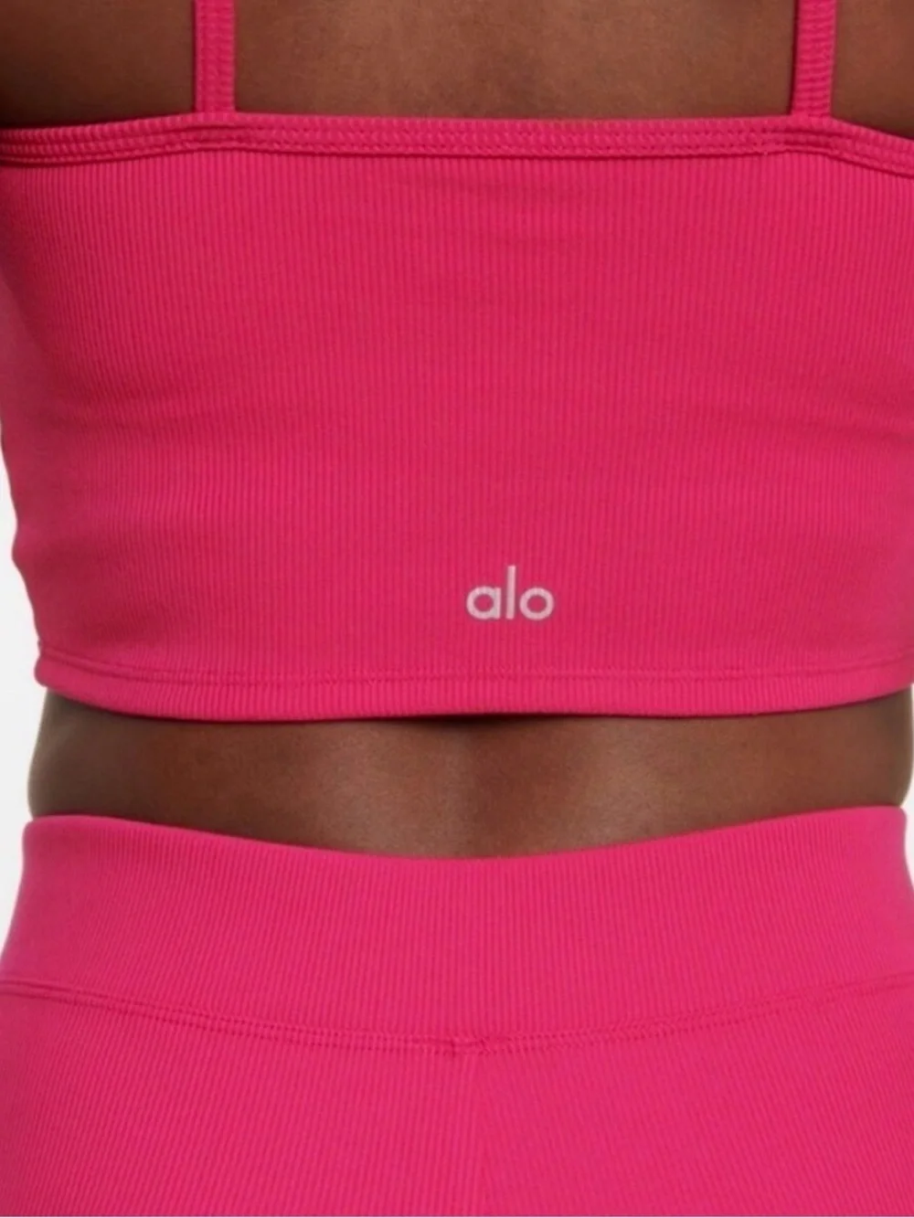 ALO Yoga Goddess Ribbed Cross Crop Top- Fuschia/ Size XS (2-4)